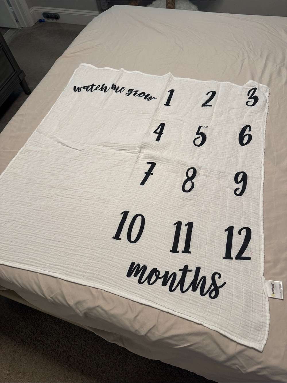 Pearhead White and Black Monthly Milestone Baby Blanket